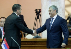 5 November 2019 National Assembly Deputy Speaker Djordje Milicevic and the Speaker of the Russian State Duma and Chairman of the CSTO PA Council Vyacheslav Volodin